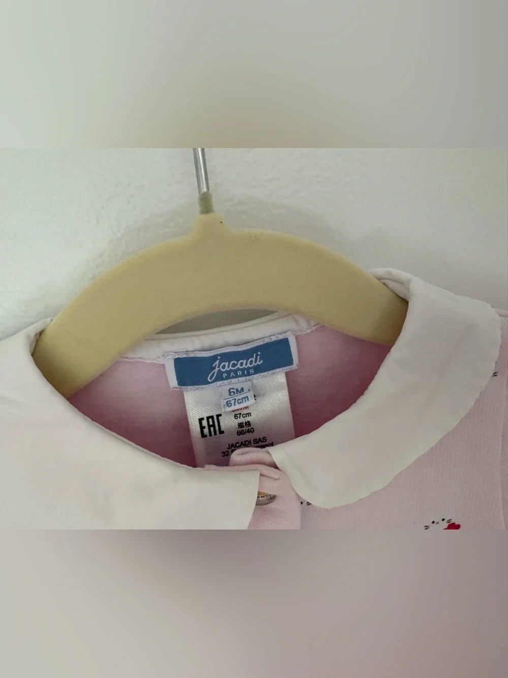 Jacadi Pink Footed One-Piece with White Peter Pan Collar